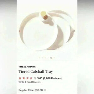 The2Bandits Tiered Catchall Tray White 3 Layer Trinket Dish Gray Felt Liners